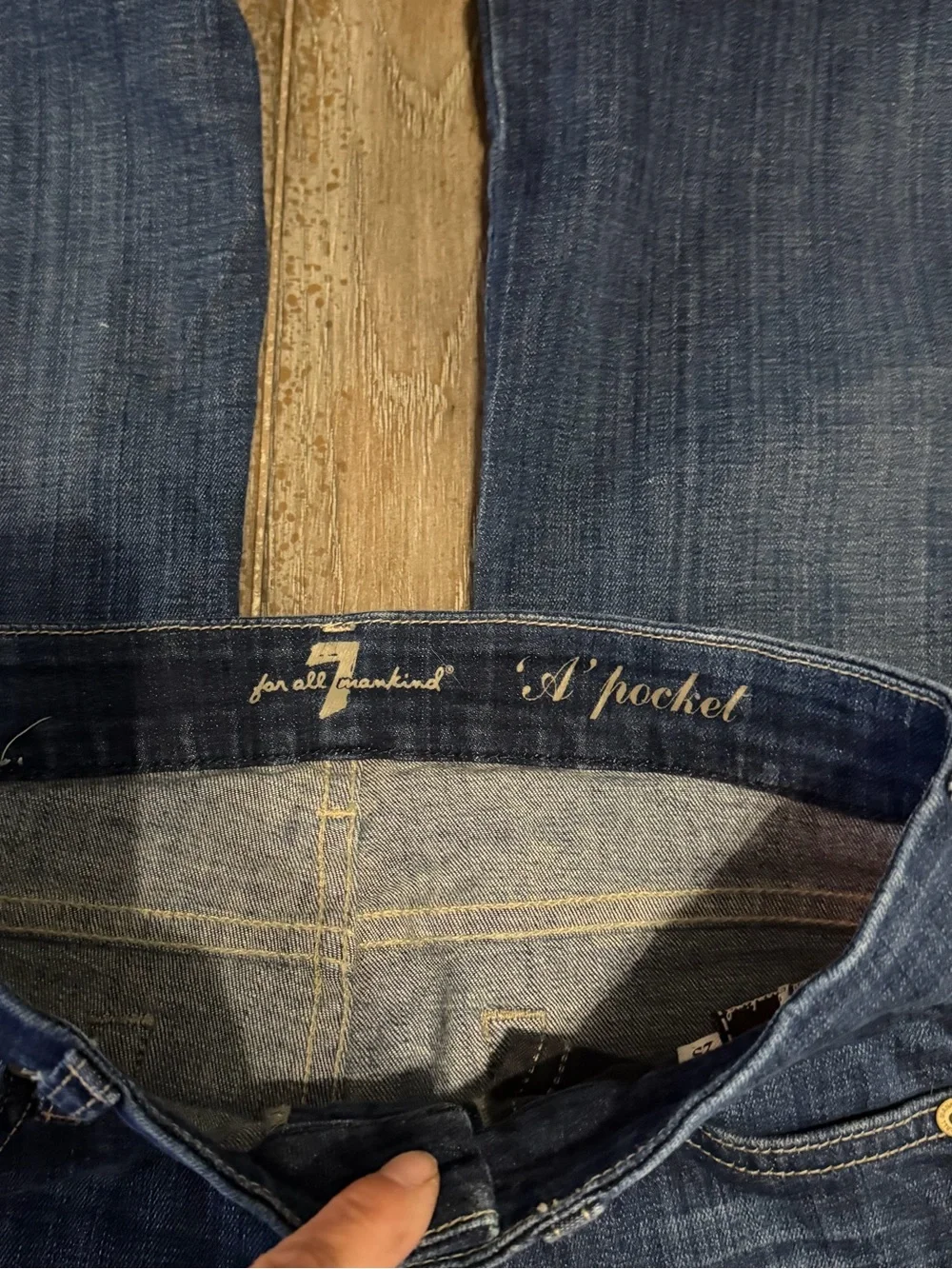 7 For All Mankind Women's Dark Blue “A” Pocket Bootcut Jeans - Picture 3 of 14